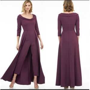 Kay Unger Sienna Walkthrough Jumpsuit Plum NWT